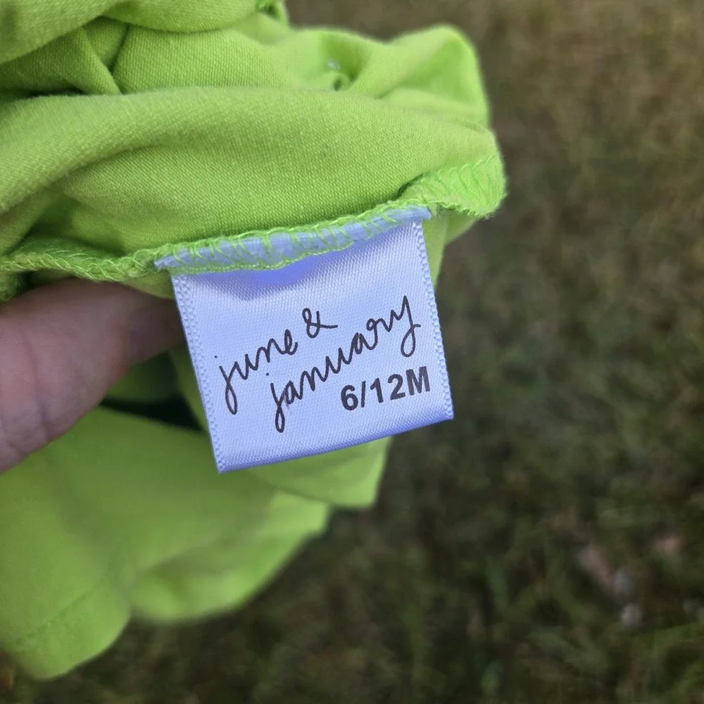 June & January Lime Green Cotton Basic‎ Minimalist Romper Jumpsuit 6-12 Months